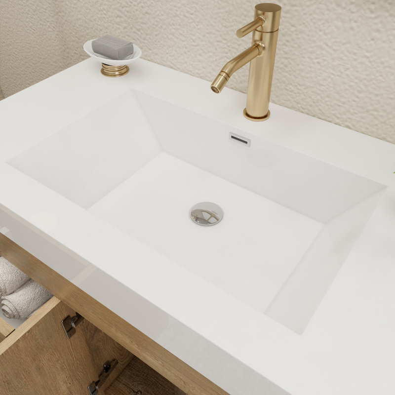 70.8" Wall-Mounted Double Bathroom Vanity Set, Oak