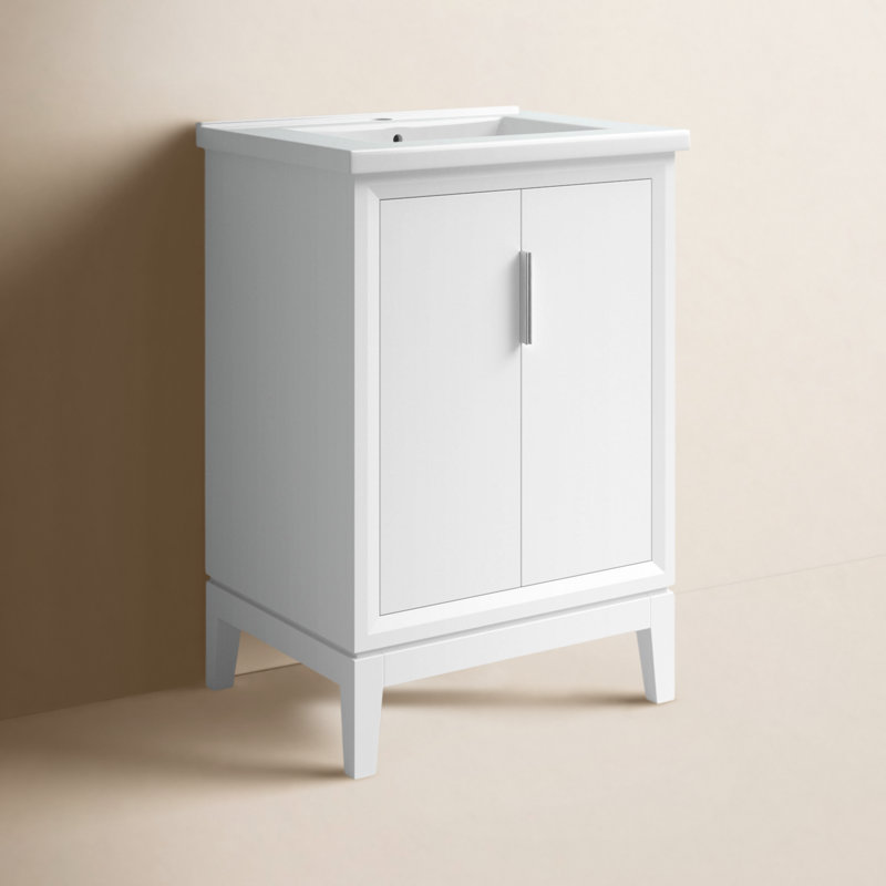 Ensemble de meuble-lavabo simple 25 po Finck, Blanc pur, Argent