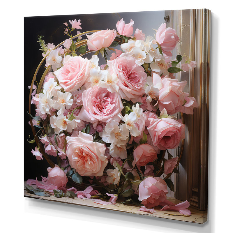 «Pink Wreath», impression romantique sur toile, H 36 po x l 36 po x P 1,5 po