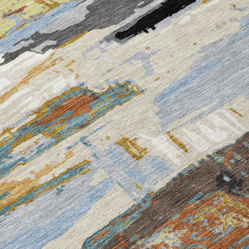 Machine Washable Indoor/Outdoor Boruta ACN2249 Abstract Rug, Runner 2'3" x 7'6"