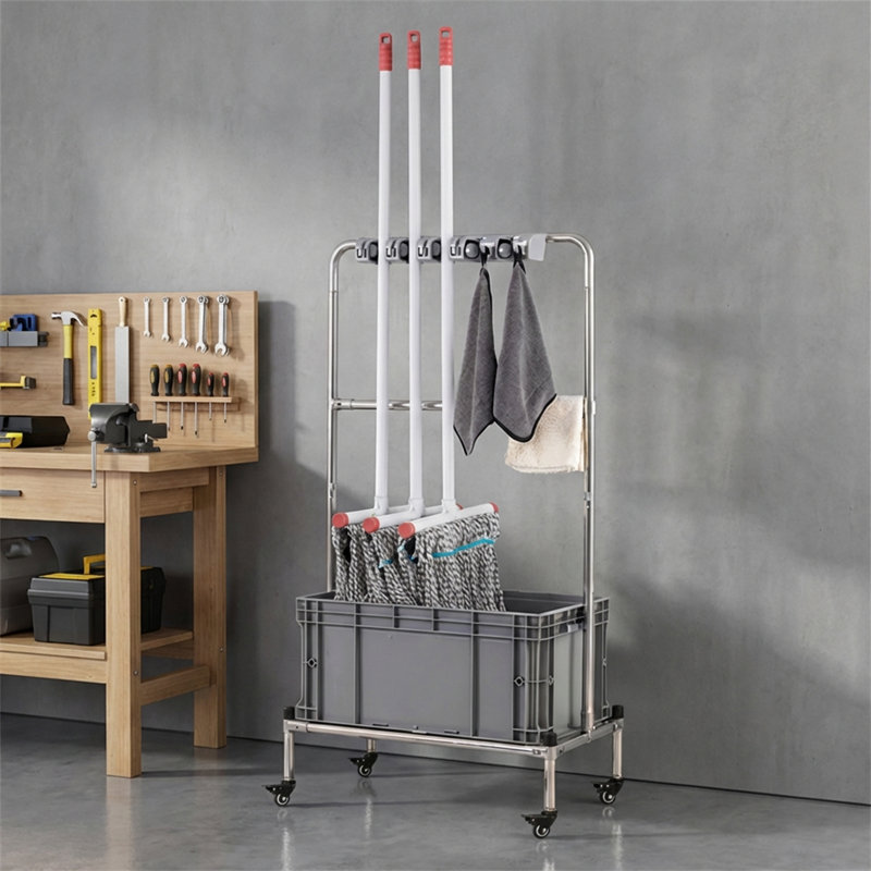 Mobile Cleaning Tool Storage And Drain Rack