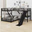Lit superposé en L avec lit mezzanine, glissade et ports USB-668891192