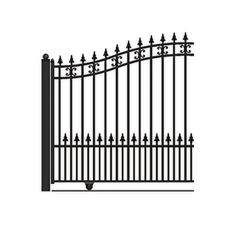St. Louis Style Black Steel Sliding Driveway Gate with Opener