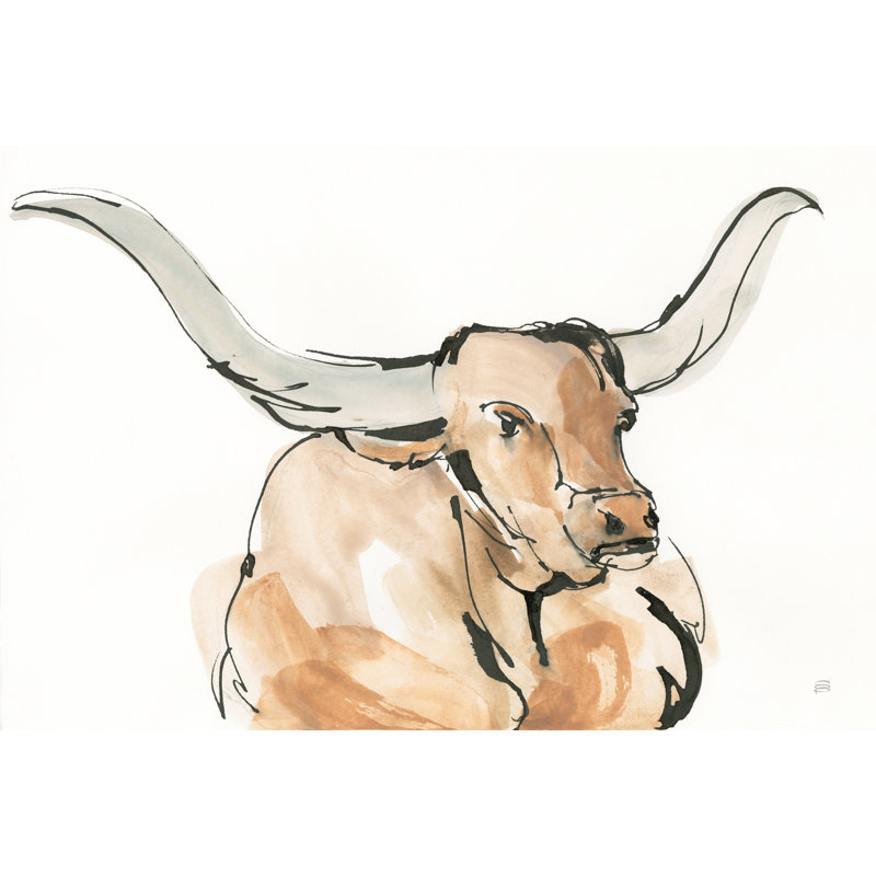 «Longhorn I» par Chris Paschke, reproduction d'art sur toile tendue, H 24 po x l 36 po