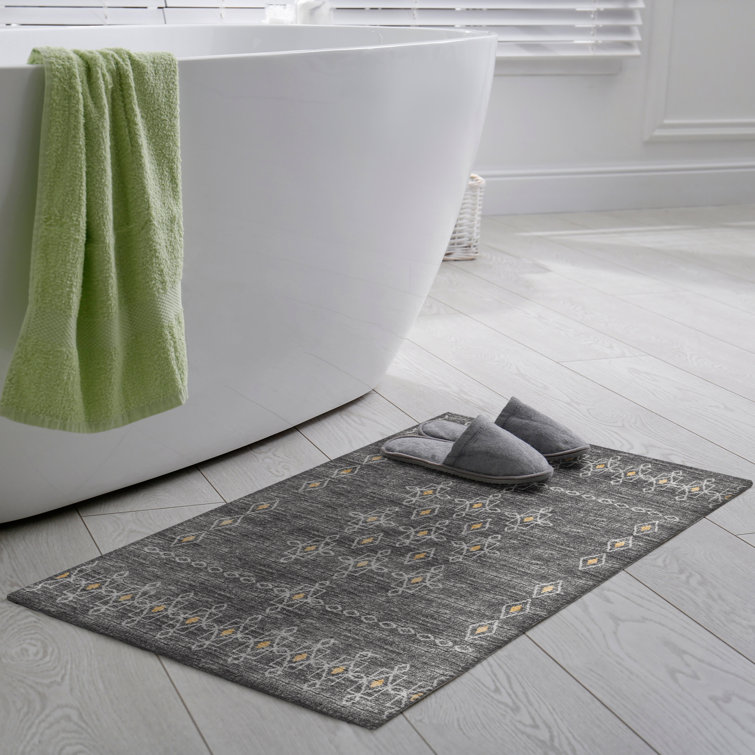 Tapis gris / blanc / jaune tissé à la machine Anberlin