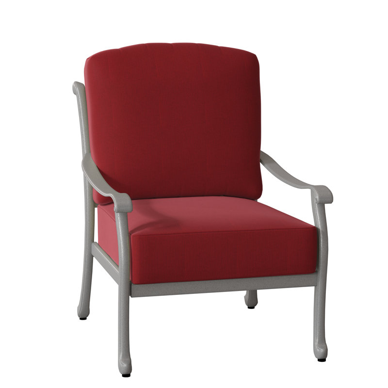 Casa Aluminum Outdoor Lounge Chair, Textured Black, Denver Scarlett Sunbrella®