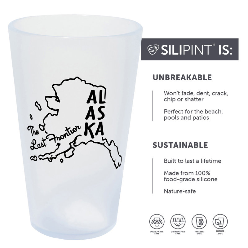 Silipint: Verres State Pint 16 oz: paquet de 2 - Alaska - verres en silicone glaçons, incassables
