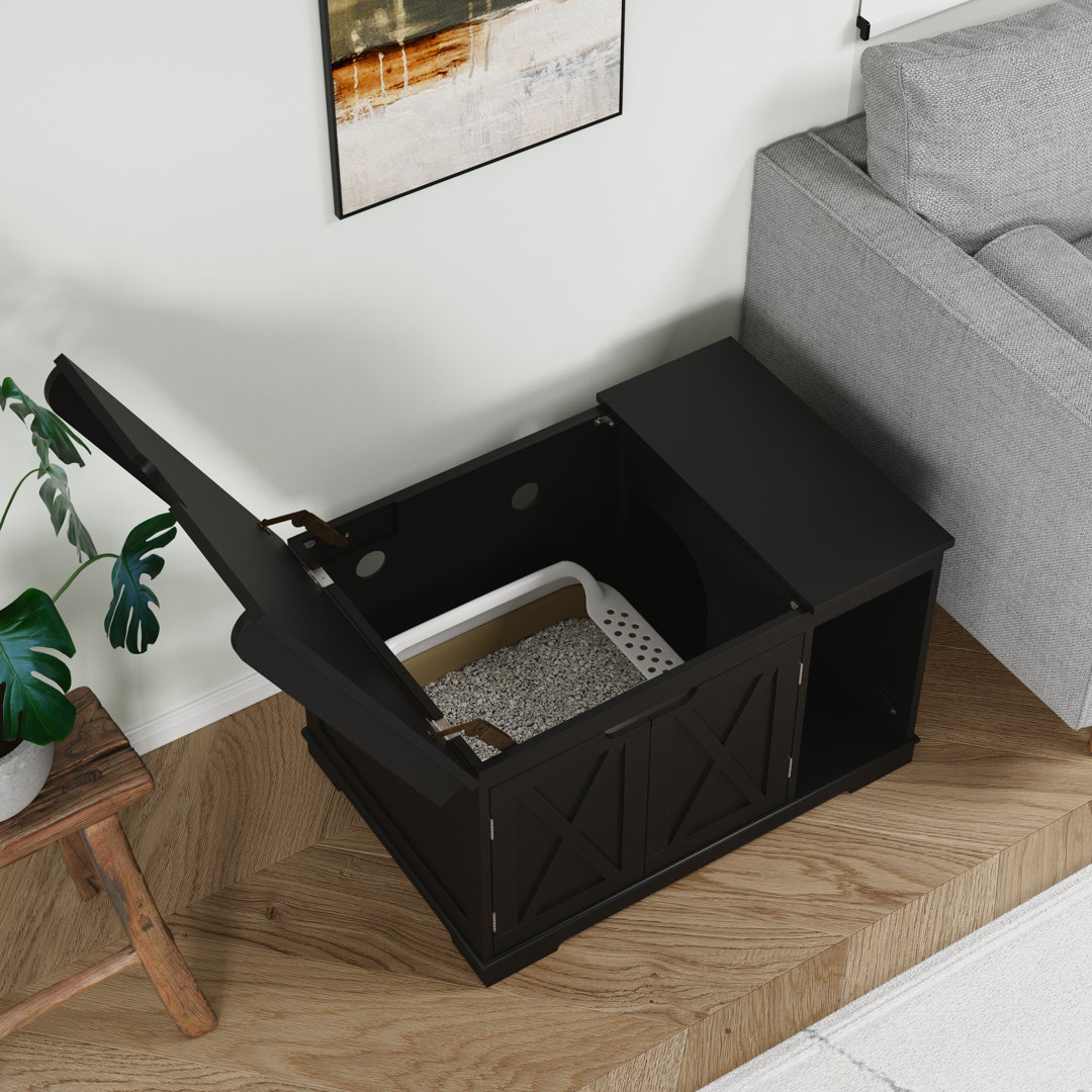 Flip-lid cat litter box enclosure furniture Tucker Murphy Pet™ 