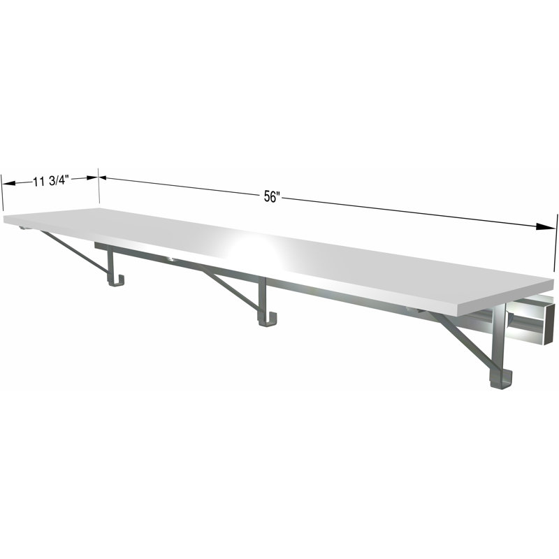 Single Wall Mounted Closet Shelf (SHELF ONLY - no hang), White, 8.75" x 56" x 12.25"