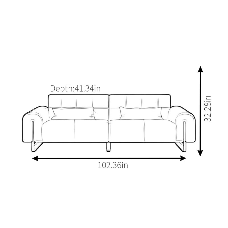 Canapé rétro noir, H 32,29 po x l 102,36 po x P 41,36 po, 3