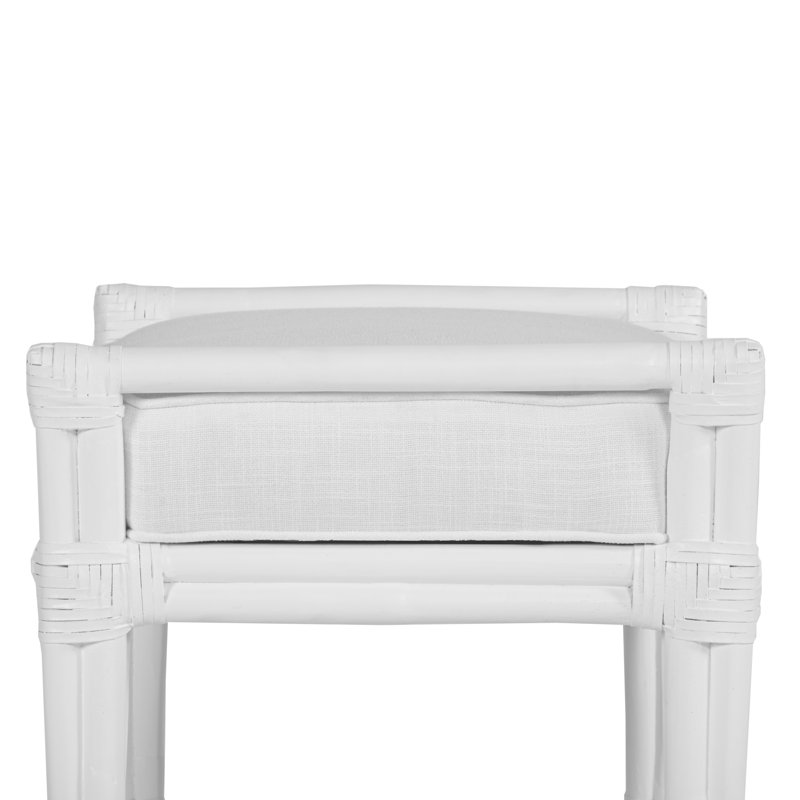Malacca Upholstered Bench, White
