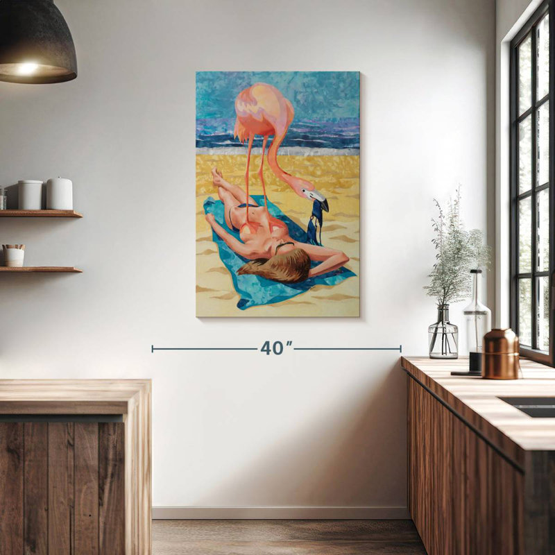 Brampt Flamingo On Sun Bather, 39" H x 26" W