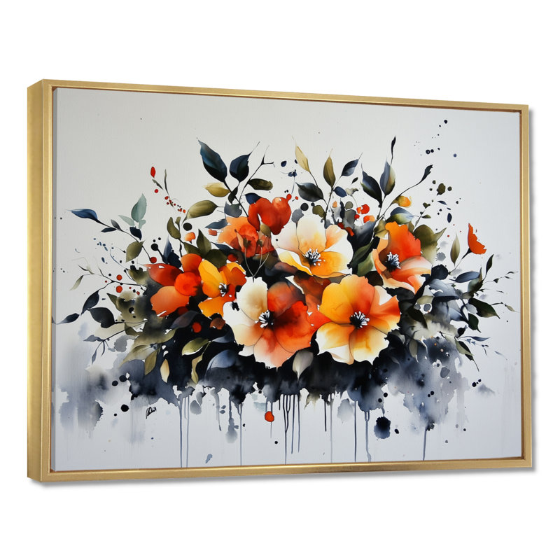 Décoration murale transitionnelle d'automne Hibiscus I - Hibiscus, H 12 po x l 20 po, Doré