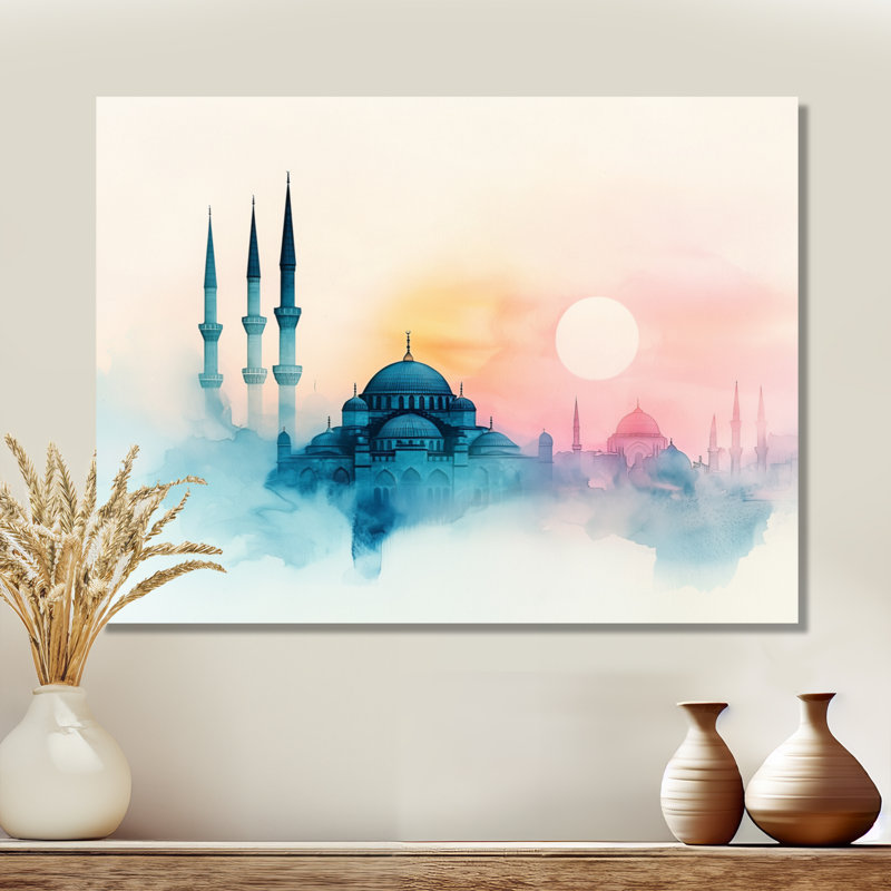 Mosquée à l'aube, Turquie, Turquie, art mural, H 34 po x l 44 po x P 0,84 po