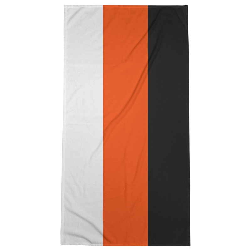 Lightweight Beach Towel, White/Orange/Black, Poly/Cotton