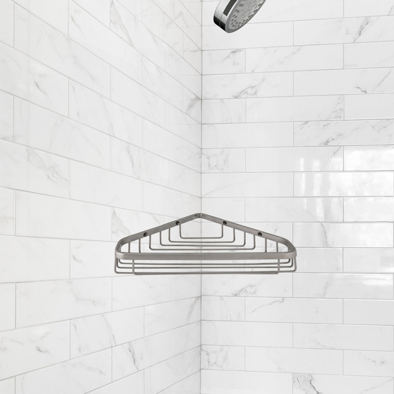 Panier de douche en coin Chertsey, Nickel satiné, H 1,37 po x l 9,5 po x P 6,25 po