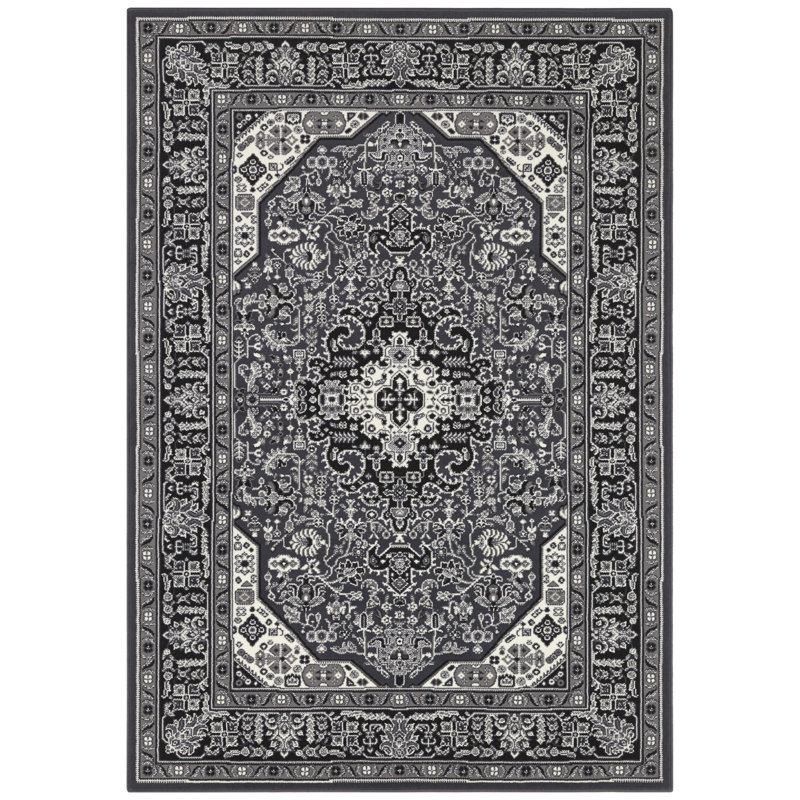 Skazar Isfahan Tufted Grey Rug, Rectangle 80 x 150cm