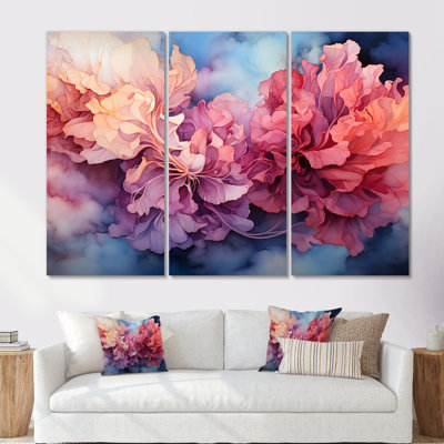 Clouds Storm Liquid Ink Landscape - Clouds Canvas Wall Art Set
