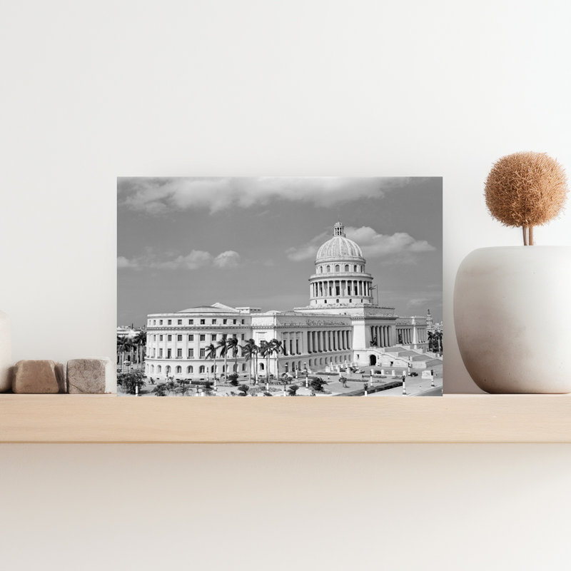1950, bâtiment du Capitole, La Havane, Cuba, rétro, architecture rétro, art mural de la ville, H 12 po x l 18 po