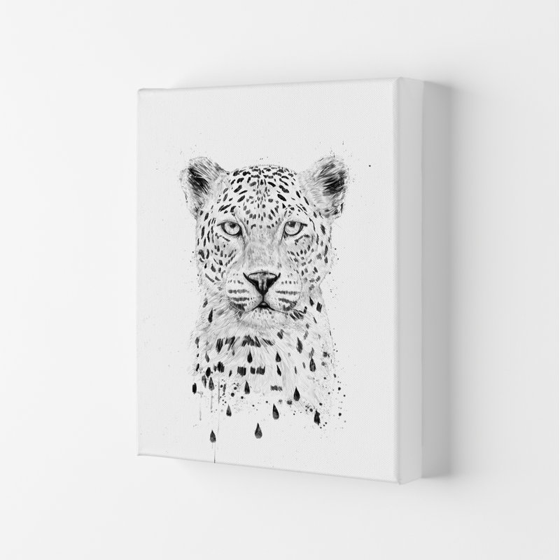 Raining Again Cheetah by Mercedes Lopes Charro - Print, 59.4cm H x 42cm W x 4cm D, Wrapped Canvas