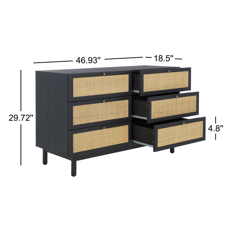 Commode double l 60,67 "à 6 tiroirs Andreq, Noir, noir, noir, noir