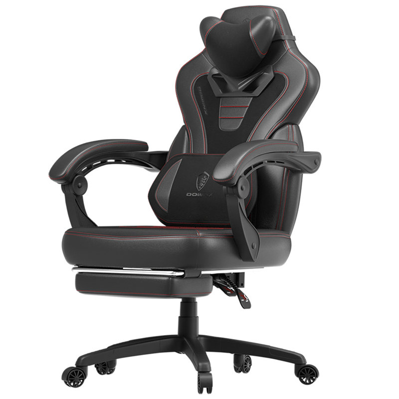 Big and Tall Gaming Chair with Footrest & Massage - Heavy Duty Ergonomic Computer Chair for Adults, Black, Black