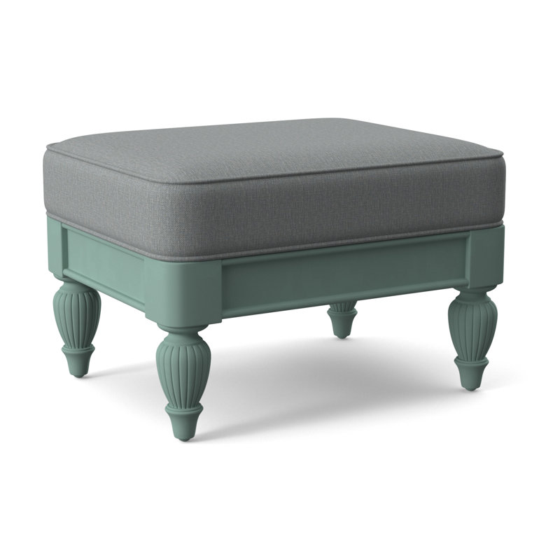 Grand View Ottoman, Java Finish, Light Blue Performance Fabric; 0851-55