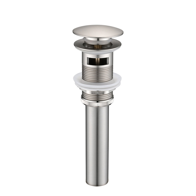 Robinet de lavabo de salle de bain avec contrôle à poignée simple et trop-plein de drain, fabrication en acier inoxydable, aspect nickel brossé, aérateurs pour une sortie à bulles lisse, antirouille, ensemble facile à installer
