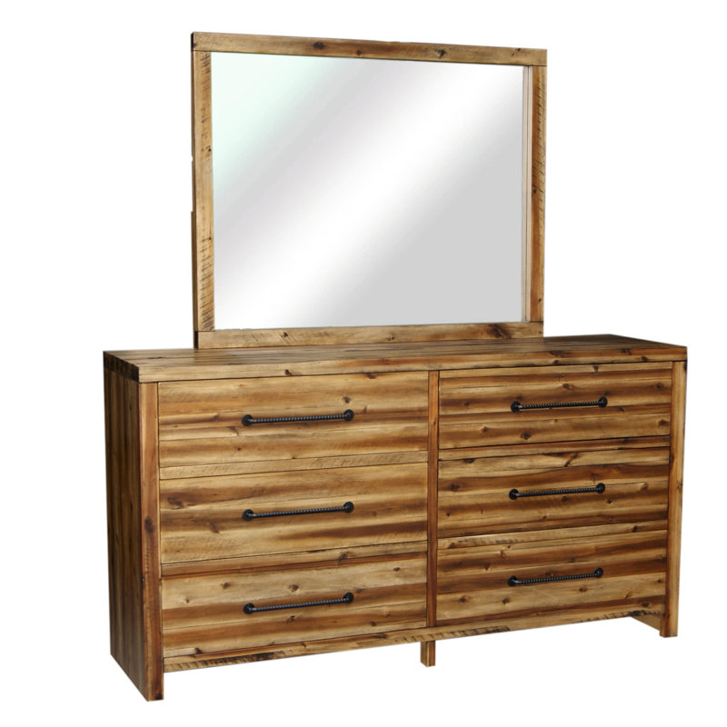 Commode 6 tiroirs avec miroir Camilo, Blé Durango