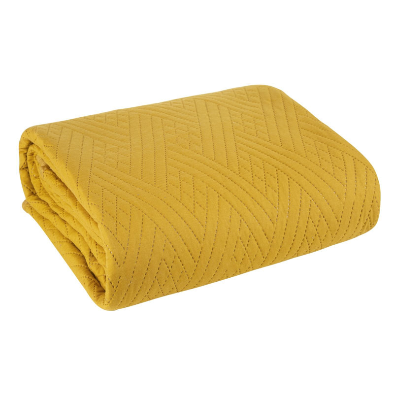 Stoughton Polyester Solid Colour Bedspread, Yellow, W170 x L210cm