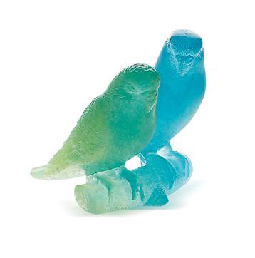 Budgerigars Bird Couple Figurine, Blue