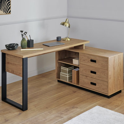 Bureau en L avec armoire de rangement de 59,05 po Narvaez