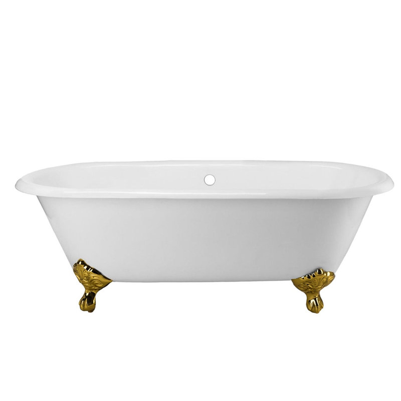 Cambridge 61'' x 31'' Freestanding Soaking Cast Iron Bathtub, Brass