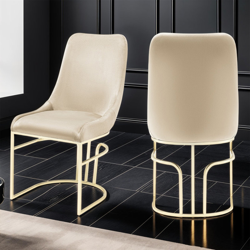 Chaises de salle à manger 2 pièces Emrald, Beige, Doré