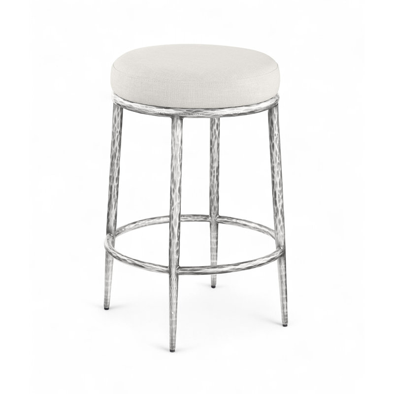 Tabouret de comptoir Ferro Hessle, Argent argent, Crème