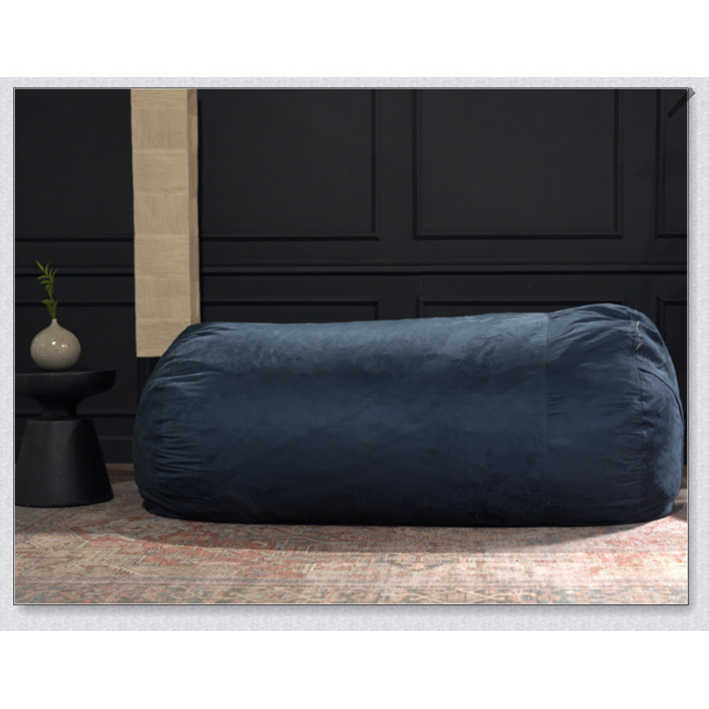 Midnight Blue Suede Cylindrical Bean Bag, 6.5 Foot, Soft And Stylish For Modern Living Spaces