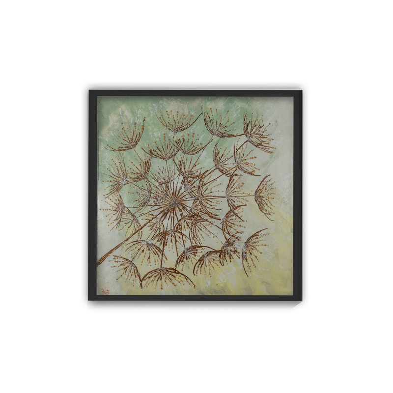 "Dreamy Dandelion", art mural sur toile, H 12 po x l 12 po, Cadre flottant noir