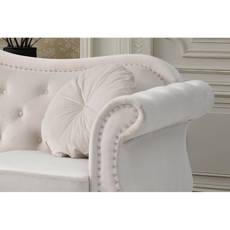 Modla Velvet Fabric Sofa, Ivory