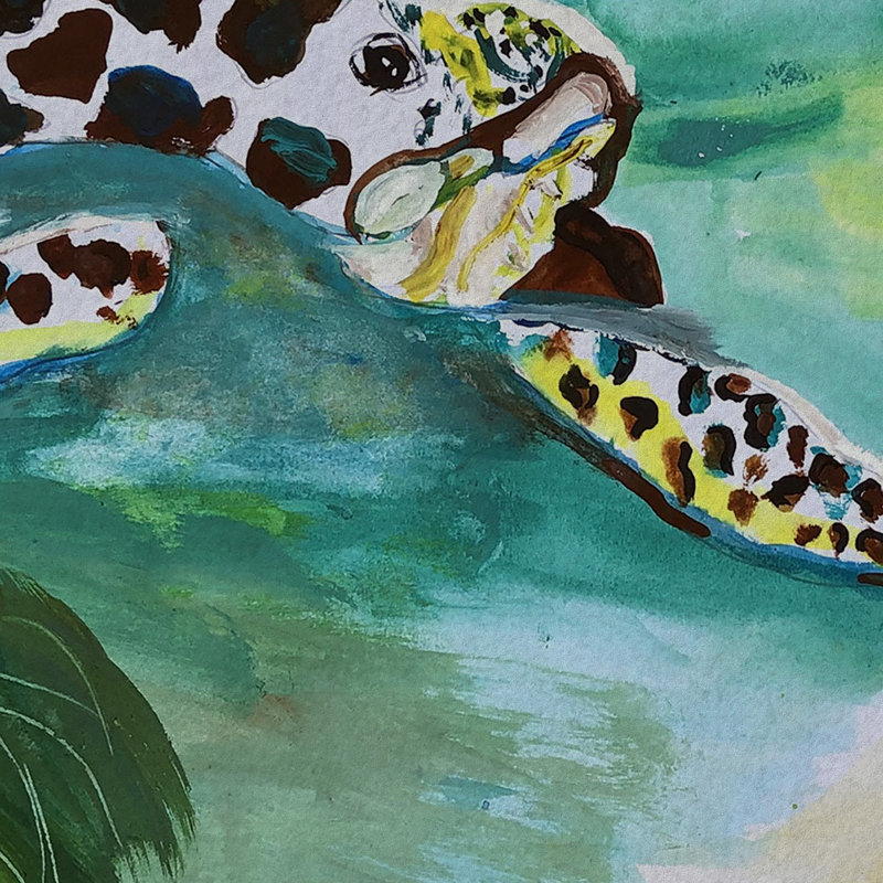 Tapis de porte antidérapant intérieur / extérieur Alphonse Sea Turtle and Babies, l 18 po x L 26 po