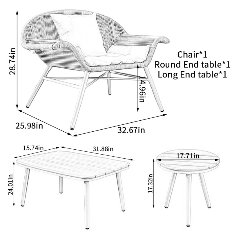 Ensemble de canapé simple en corde tissée imperméable pour l'extérieur