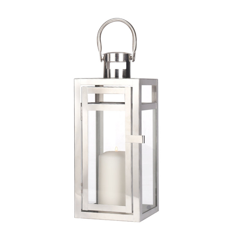 30Cm Stainless Steel Candle Lantern, Silver