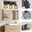 Wood Wall Sconce With Elegant Teardrop Cage, Industrial Black Vanity Lights Over Mirror For Living Room Bedroom Hallway