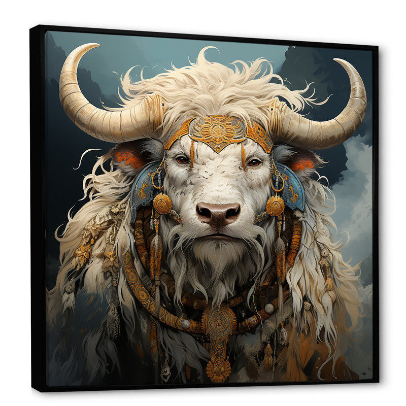Silhouette baroque yak, Cadre flottant noir, H 24 po x l 24 po x P 1 po