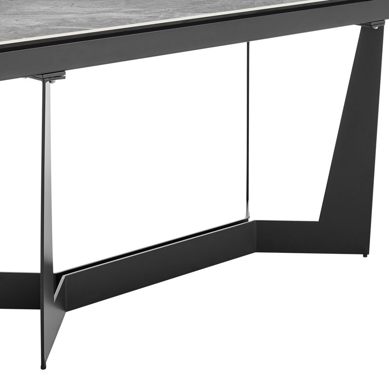 Mateo Matte Black Extendable Marble Ceramic Dining Table