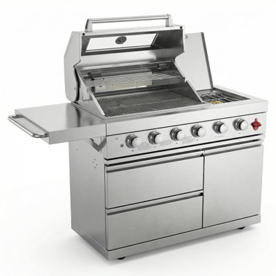 75300 BTU Stainless Steel Gas Grill with Universal Wheels and 6 Burners, White