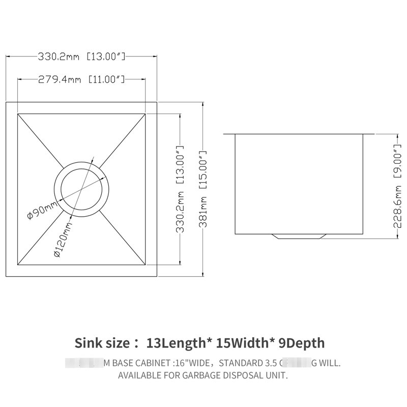 Évier en acier inoxydable de calibre 18 sous comptoir - 13 po, bol simple, rigide et à condensation, avec gabarit et surface de support de séchage, grille à vaisselle
