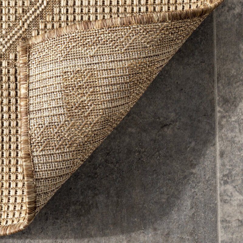 Tapis intérieur / extérieur beige Ramey, Rectangle 6 pi 7 po x 9 pi