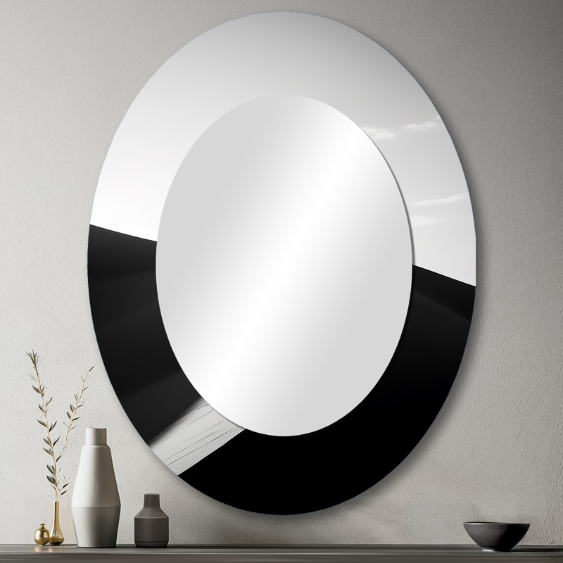 Saharas, photographie silencieuse II - Paysages, miroir décoratif ovale sur métal, H 43 po x l 33 po