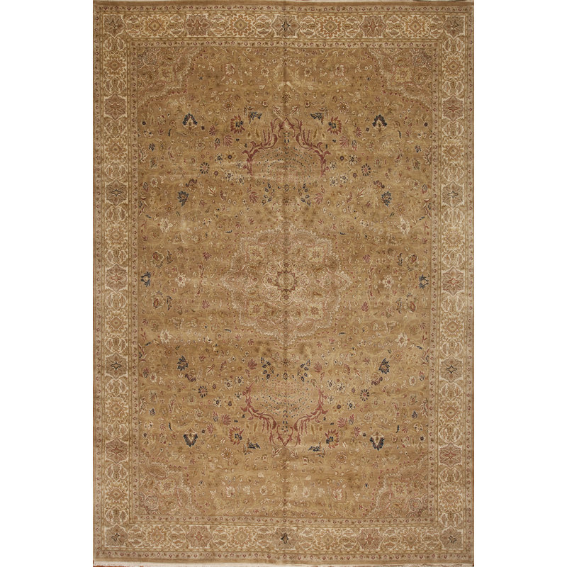 Passions Hand Knotted Wool Area Rug in Coffee/Ivory, Rectangle 12' x 18'
