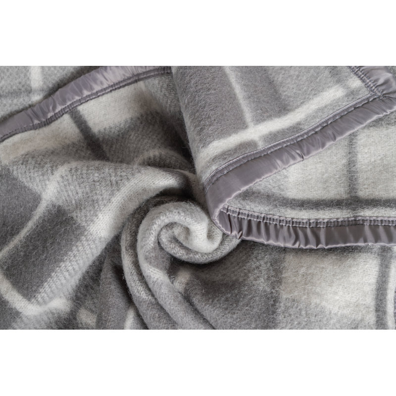 Couverture 100% laine vierge Lyon, Très grand, Gris naturel